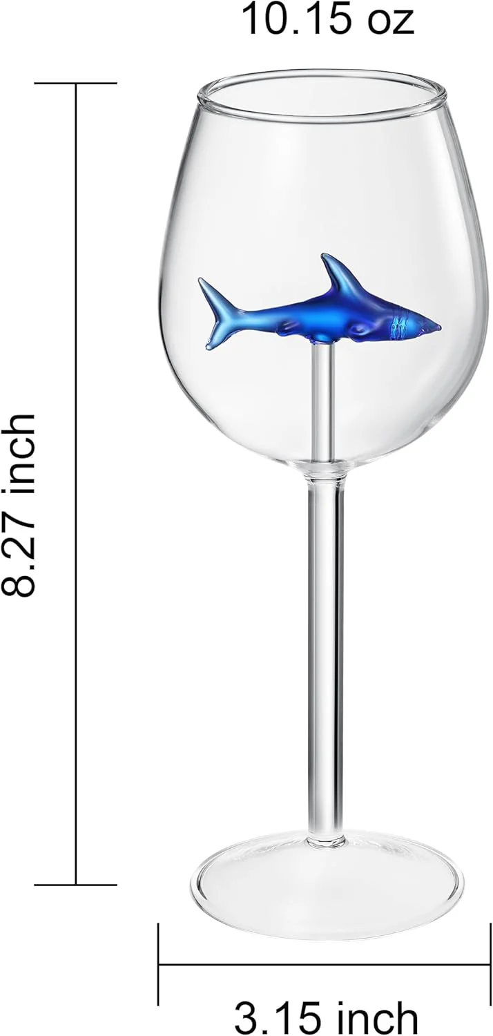 Shark-Inspired Wine Glasses Set of 2 – 13oz - Keen Glass Solutions