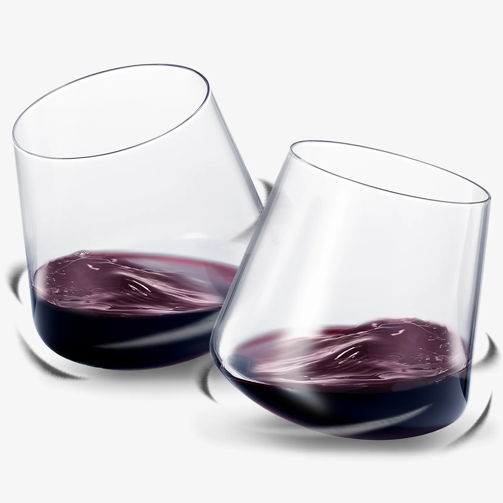 Rolling Un-Spillable Stemless Spinning Aerating Wine Glasses | Set of 2 | 13.5OZ - Keen Glass Solutions