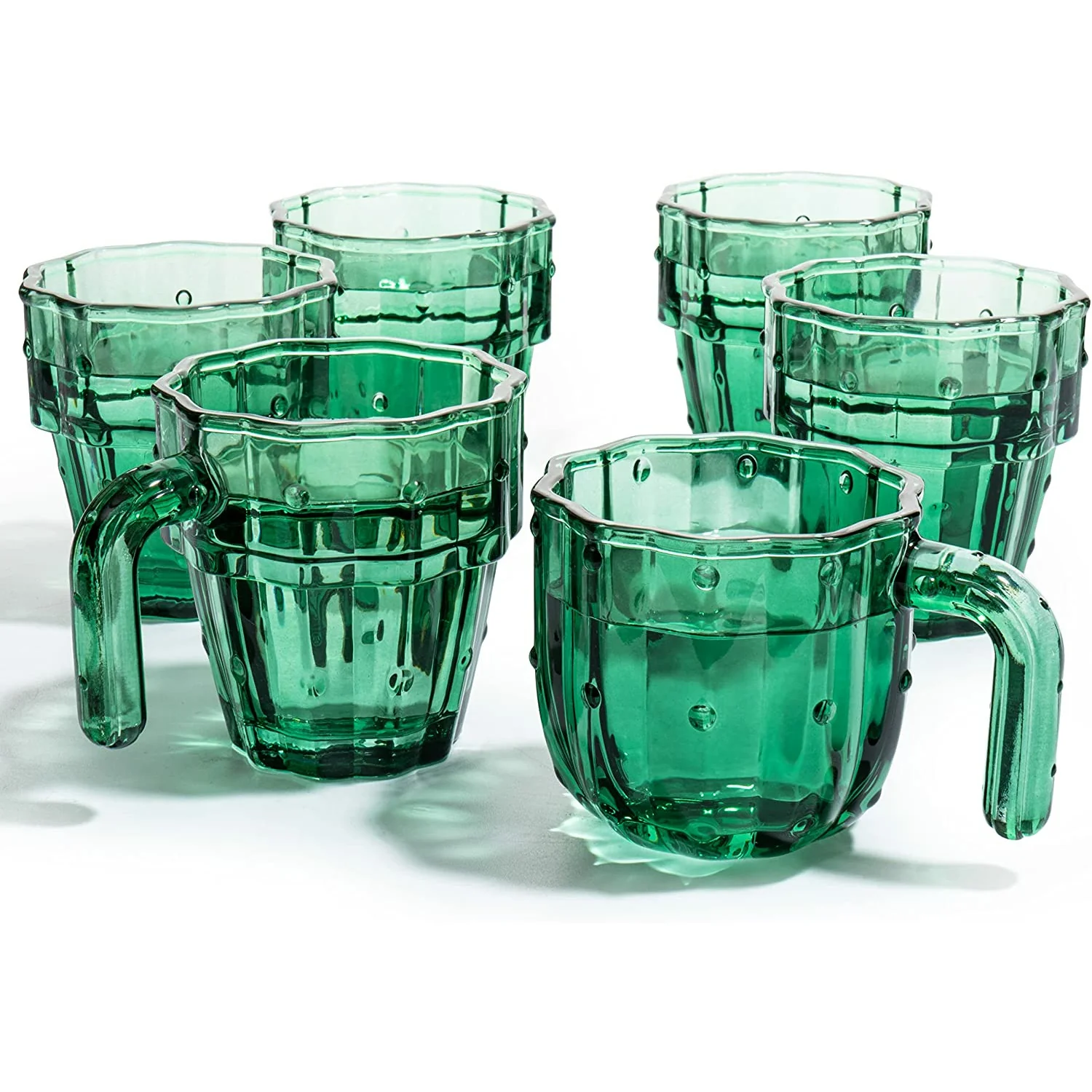 Cactus Stackable Glasses, Set of 6-10 oz - Keen Glass Solutions