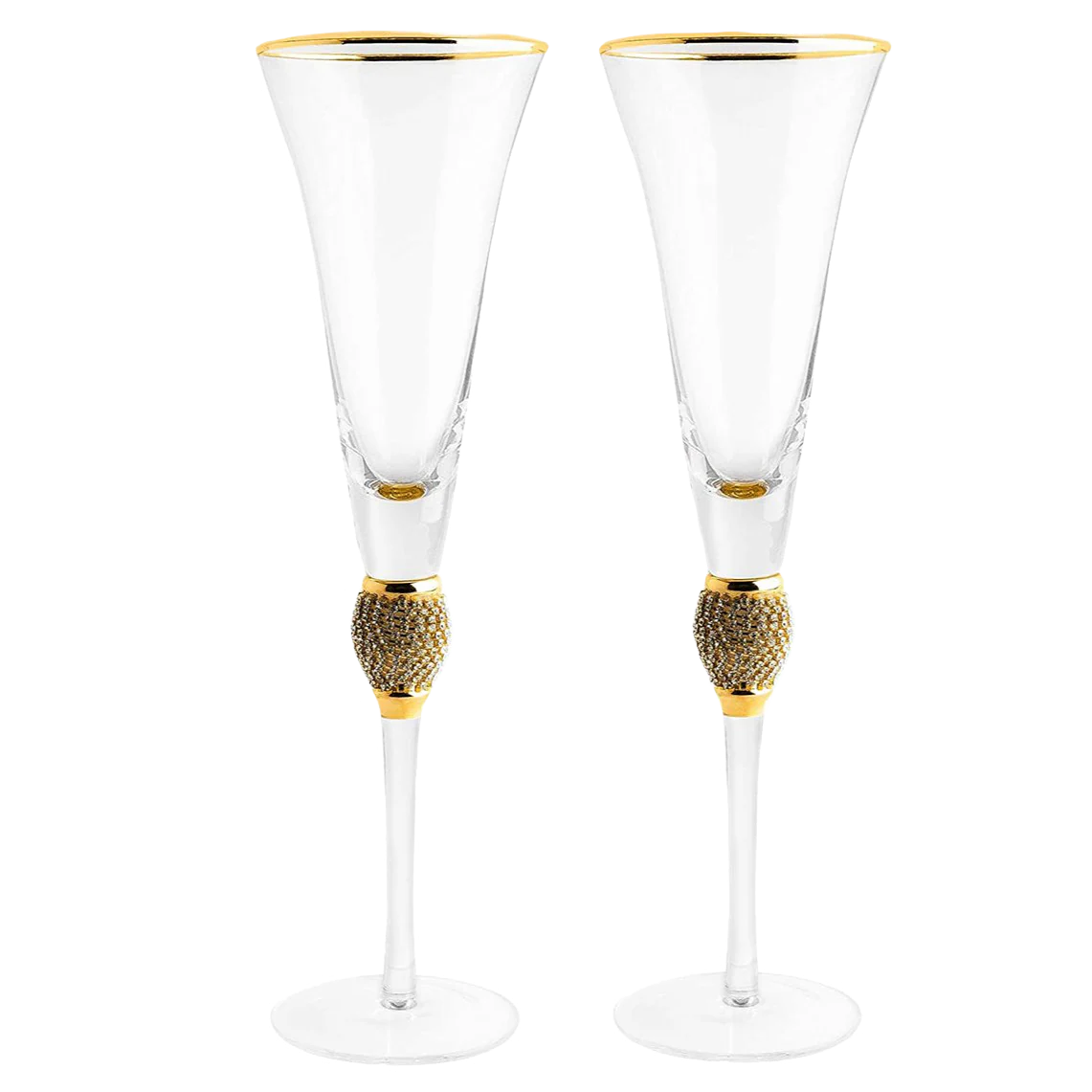 The Wine Savant Diamond Champagne Flutes Set of 2 - Keen Glass Solutions