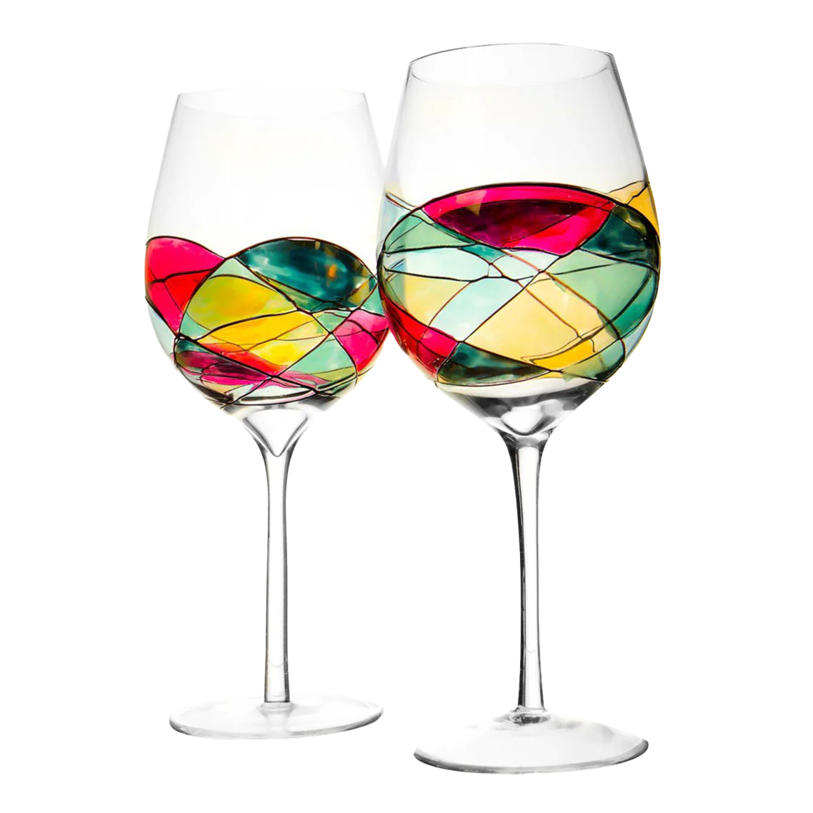 Artisanal Hand Painted Renaissance Romantic Stain - Set of 2 (Stemmed) - Keen Glass Solutions