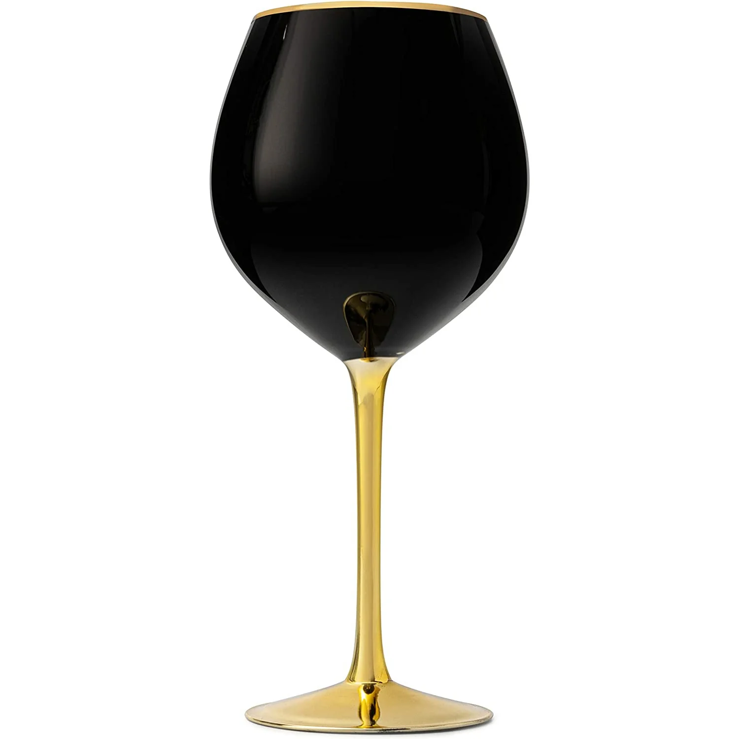 The Wine Savant Set of 4 Black Wine Glasses Gold Stemmed 14 oz - Keen Glass Solutions