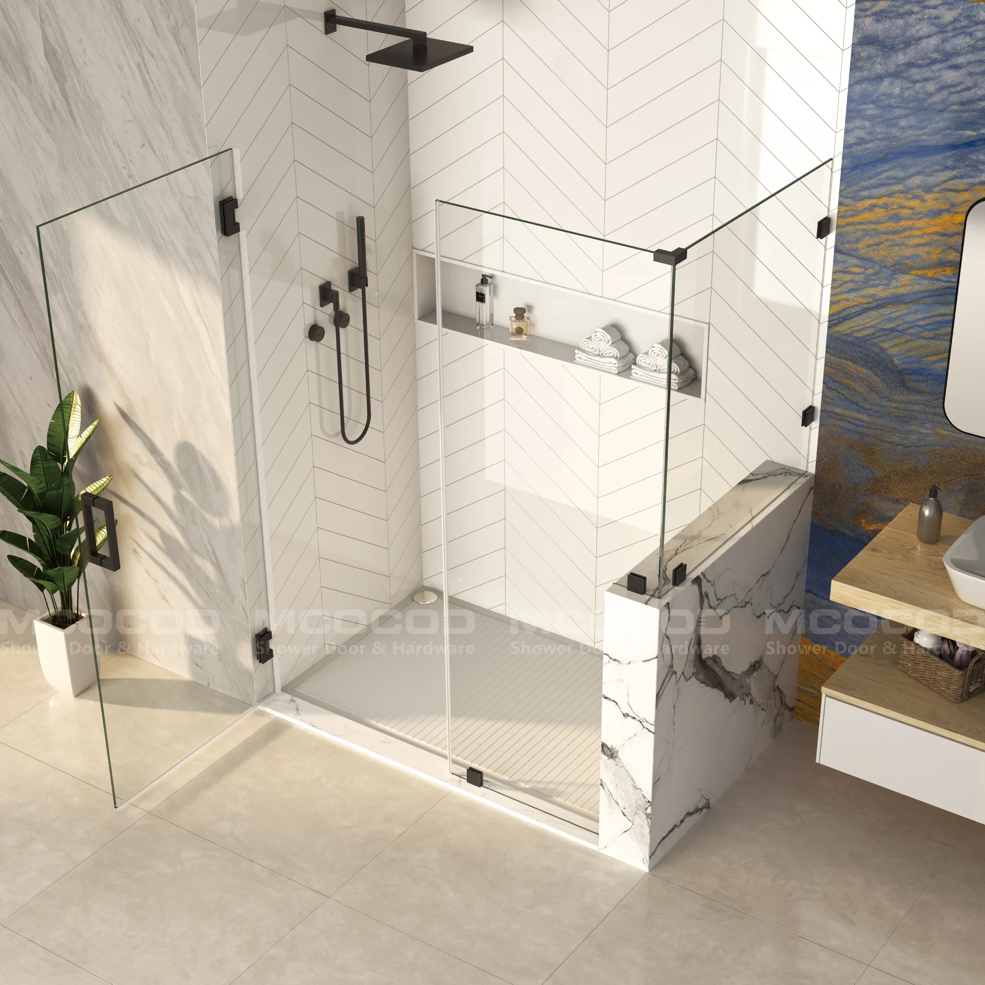 Customize Frameless Rectangle Shower Enclosure - H06-04 - Keen Glass Solutions