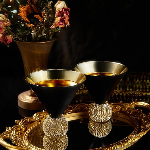 The Wine Savant Diamond Studded Martini Glasses Set of 2 - Keen Glass Solutions