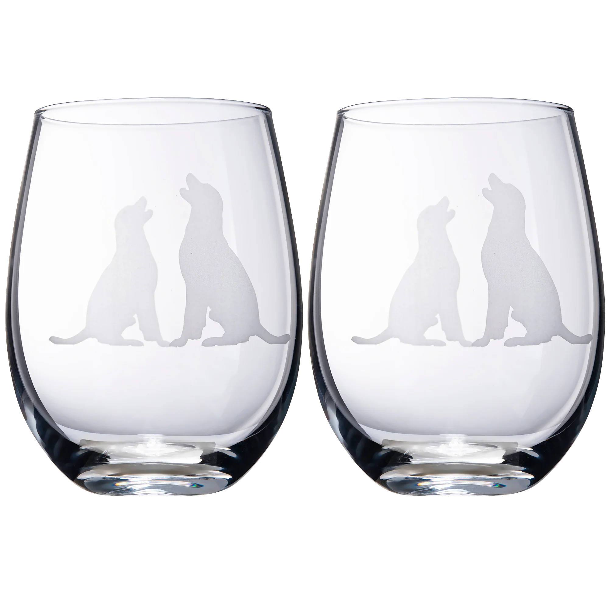 Set of 2 Labrador Dog Stemless Wine Glasses - Keen Glass Solutions