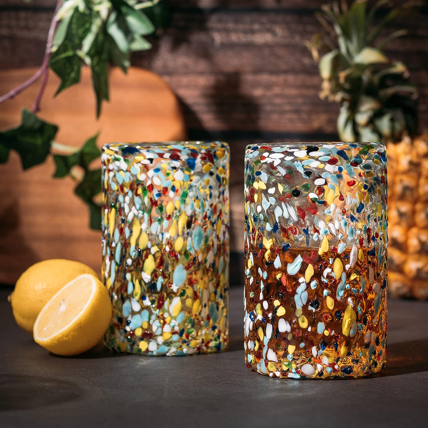 Hand Blown Mexican Drinking Glasses – Set of 6 (Confetti) - Keen Glass Solutions