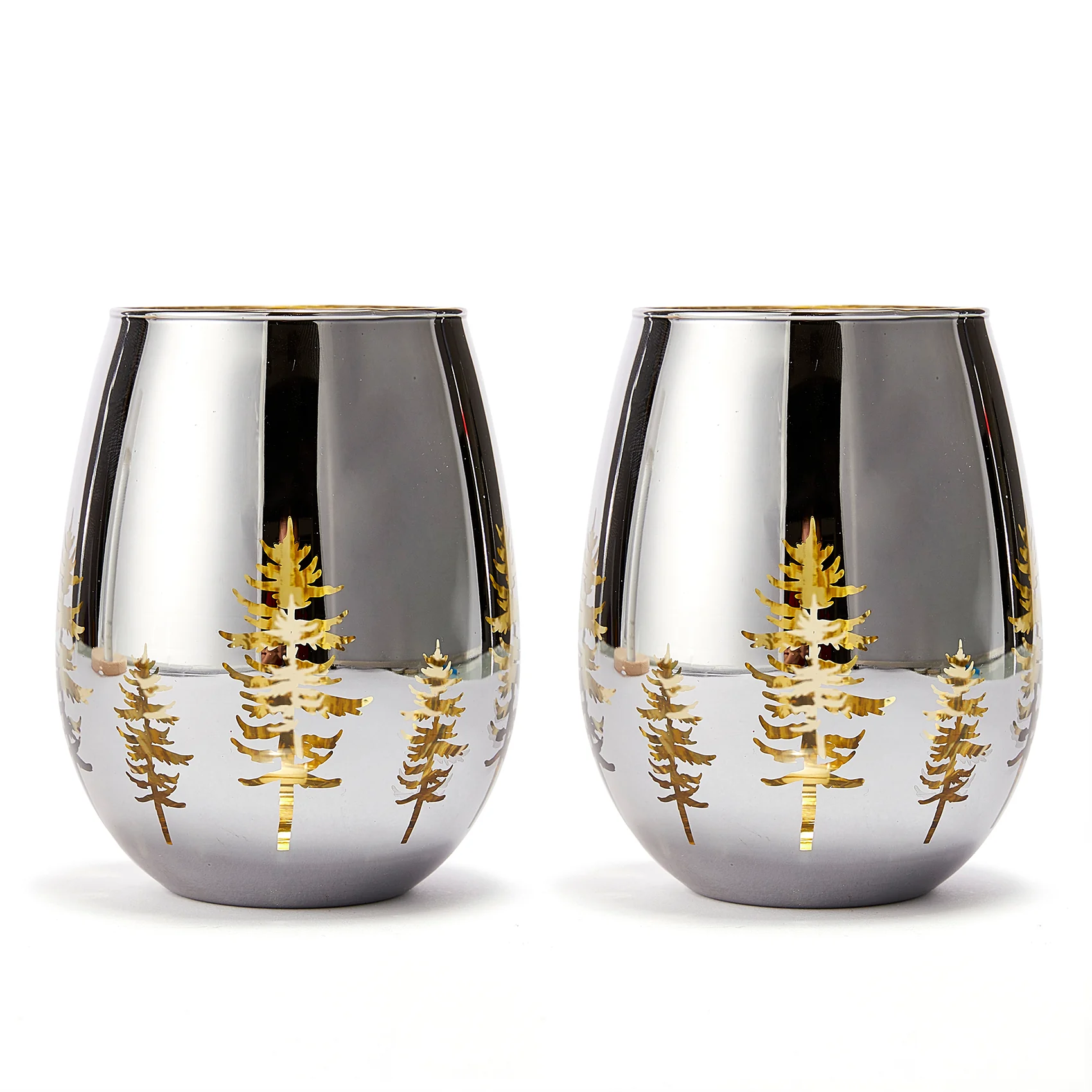 Crystal Christmas Tree Stemless Wine & Water Glasses - Set of 2 - Keen Glass Solutions