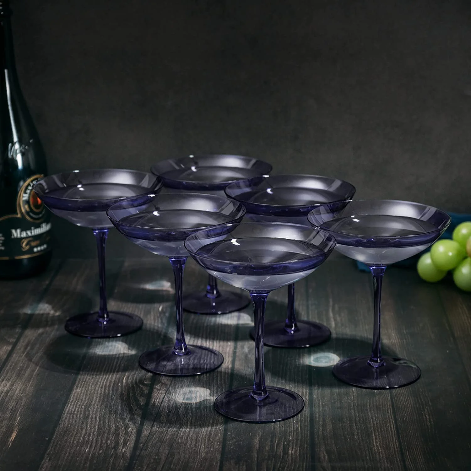 Lavender Champagne Coupes 12oz Set of 6 - Keen Glass Solutions