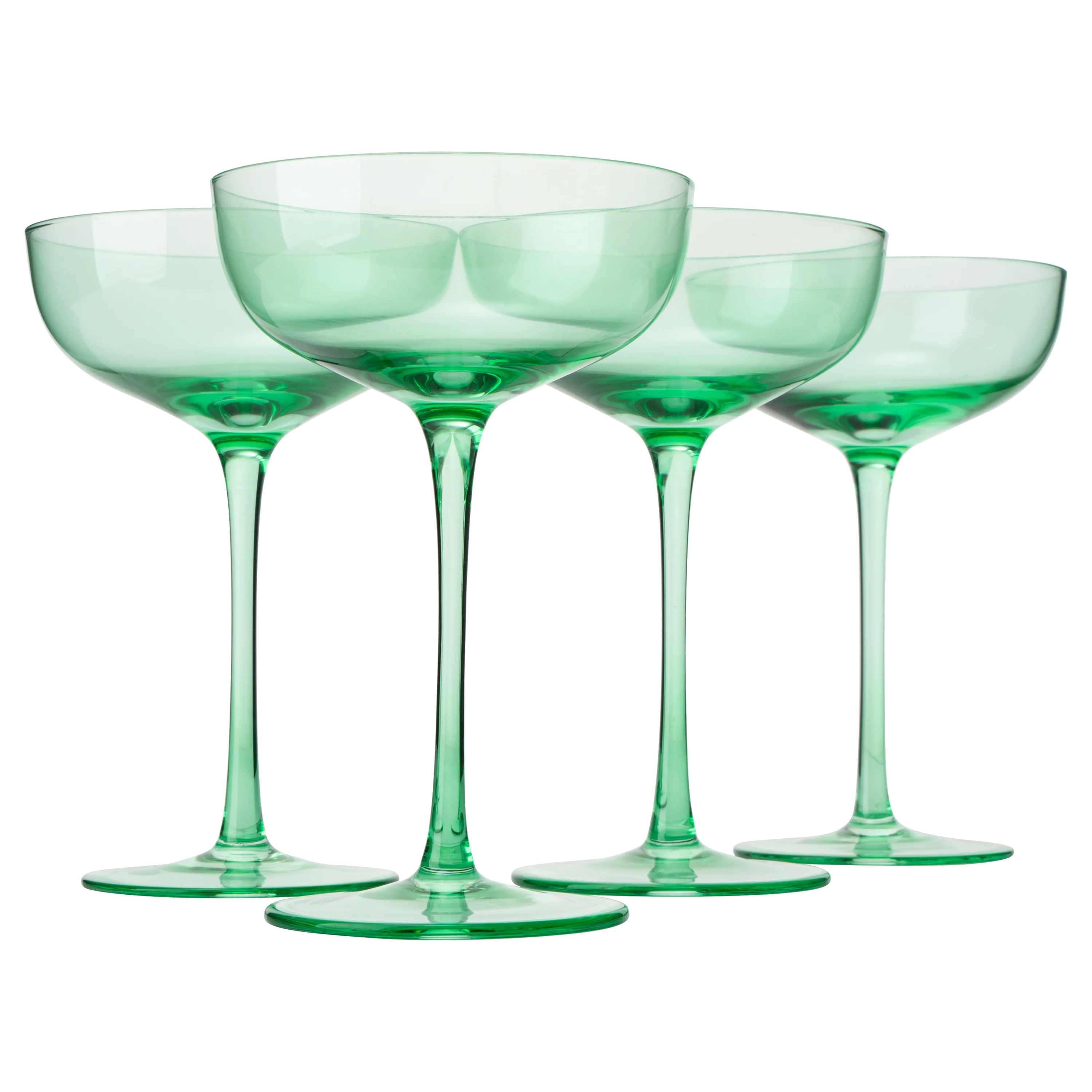 The Wine Savant Colored Coupe Glass | 7oz | Set of 4 (Green) - Keen Glass Solutions