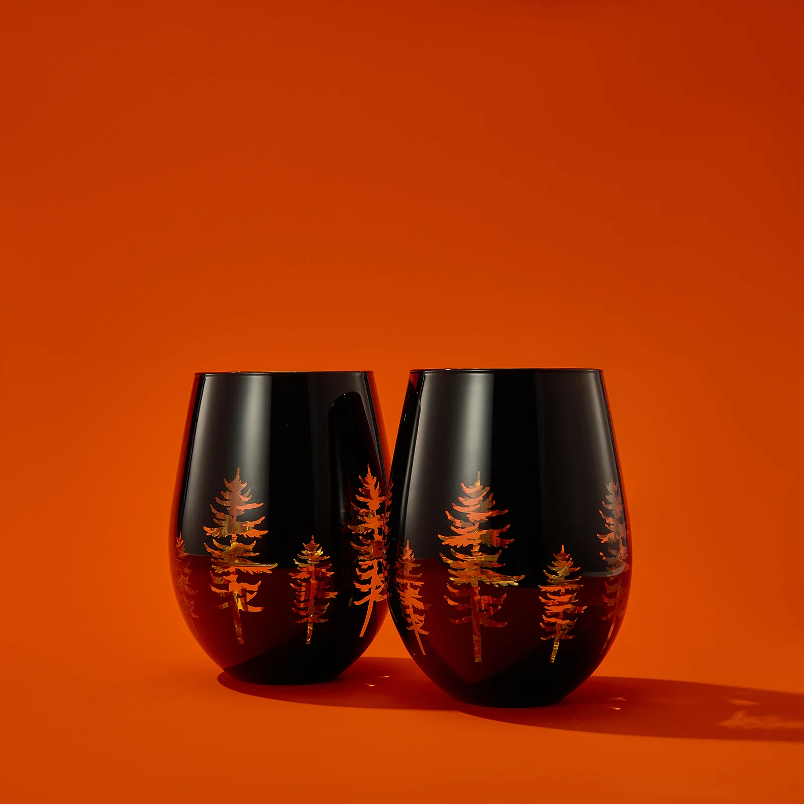 Crystal Holiday Winter Christmas Trees Black - Set of 2 - Keen Glass Solutions