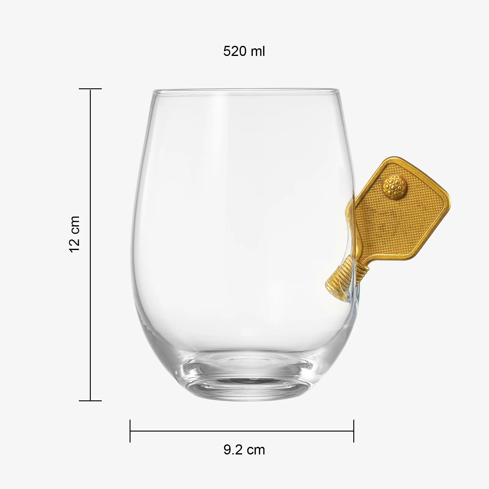 Pickleball Stemless Wine Glasses | Single (17.5 OZ) - Keen Glass Solutions