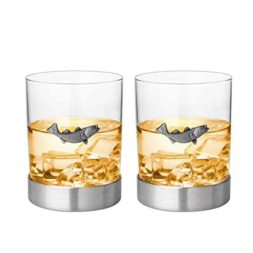 Fish Whiskey, Wine & Water Glasses Set of 2 - Keen Glass Solutions