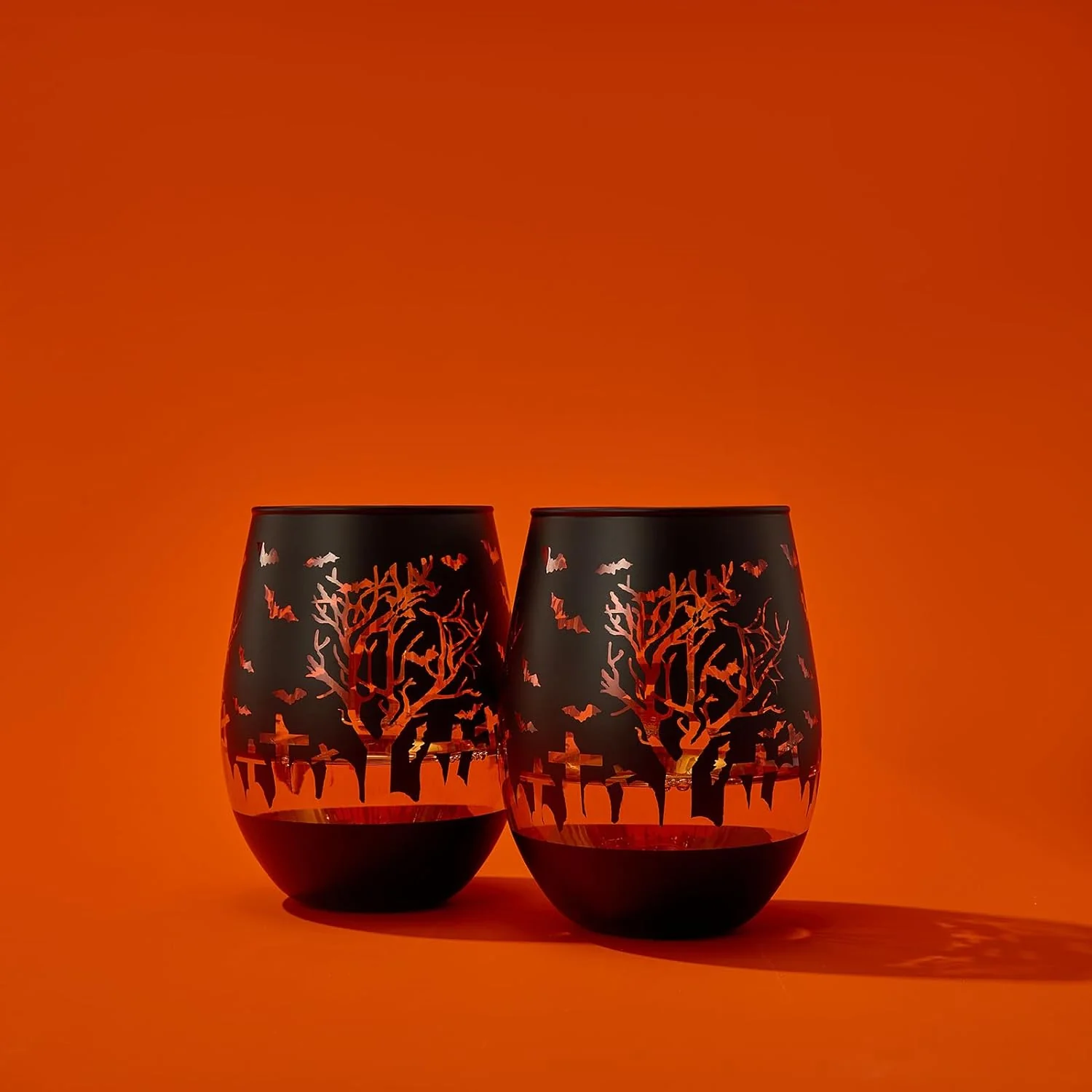Crystal Halloween Stemless Wine Glass - Set of 2 - Keen Glass Solutions
