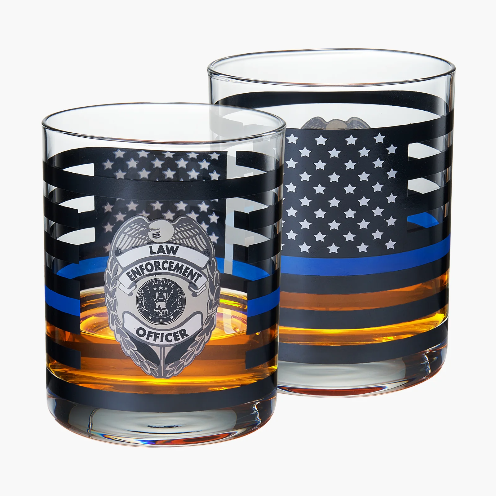 Police Whiskey Glasses | Set of 2 | 12 OZ - Keen Glass Solutions