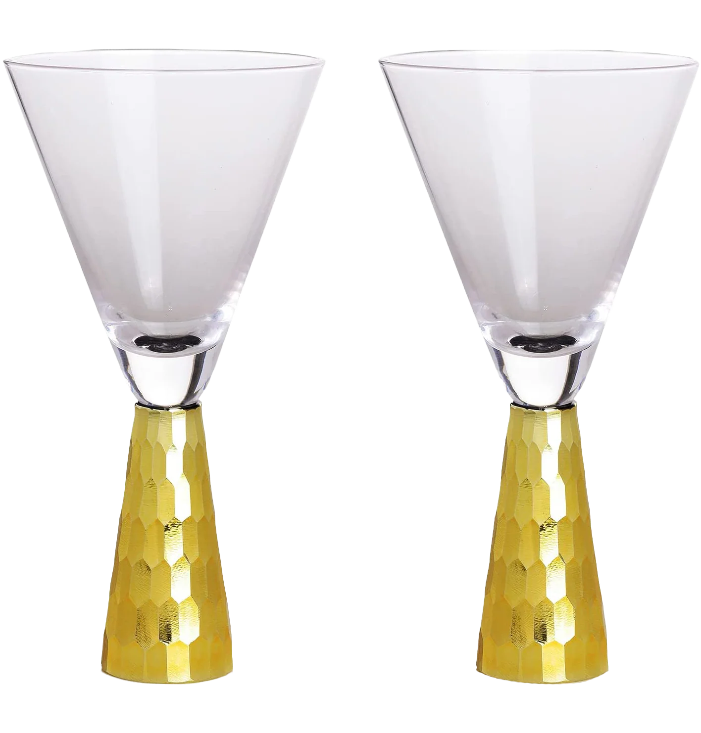 Set of 2 Elegant Gold Funnel Shaped Cocktail - 8oz - Keen Glass Solutions