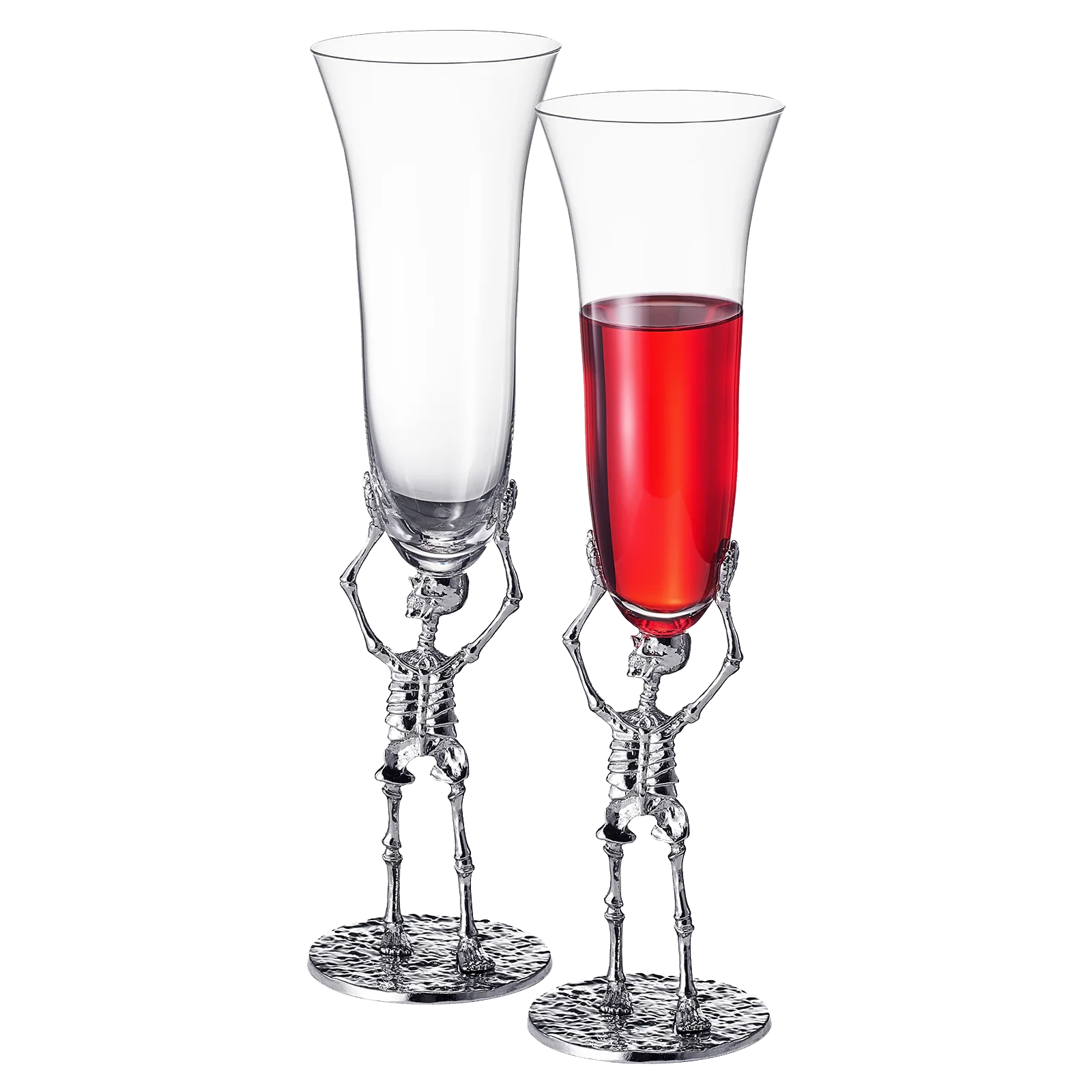 Stemmed Skeleton Champagne Flute Glass | Set of 2 | 7.5oz - Keen Glass Solutions