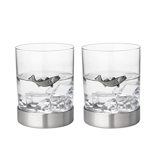 Fish Whiskey, Wine & Water Glasses Set of 2 - Keen Glass Solutions