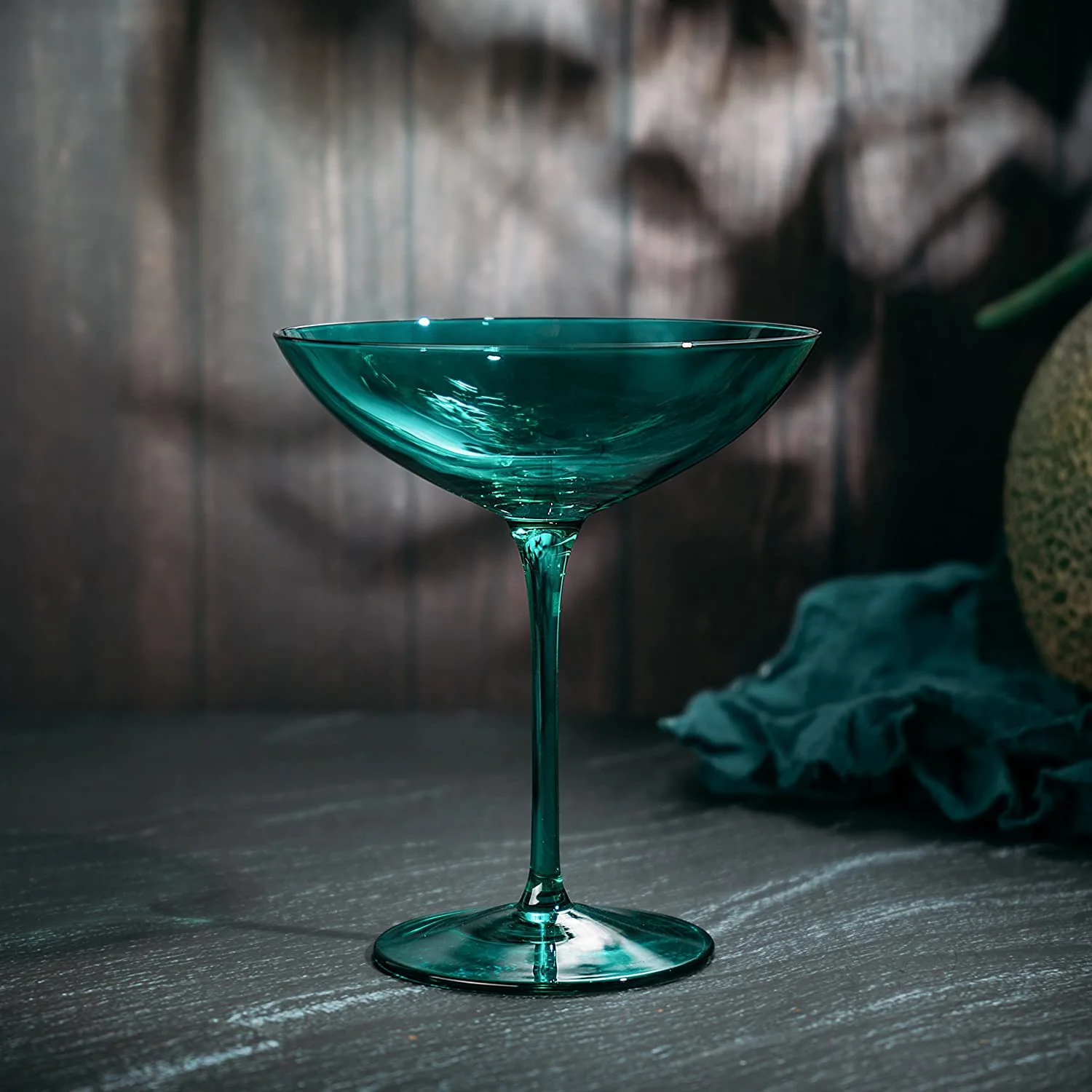 Champagne Coupes 12oz by The Wine Savant - (2, Teal) - Keen Glass Solutions