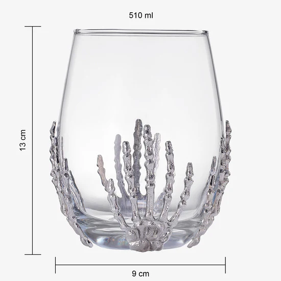 Stemless Skeleton Wine Glass | SINGLE | 17oz - Keen Glass Solutions