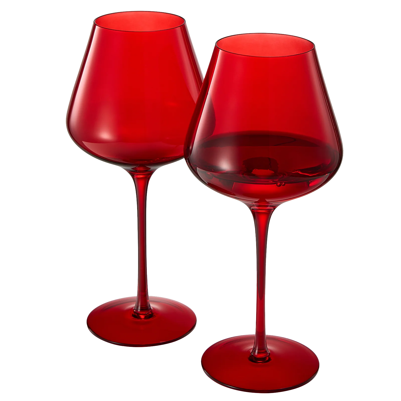 Crystal Christmas Holiday Red Colored Crystal Wine Glass Set of 2 - Keen Glass Solutions