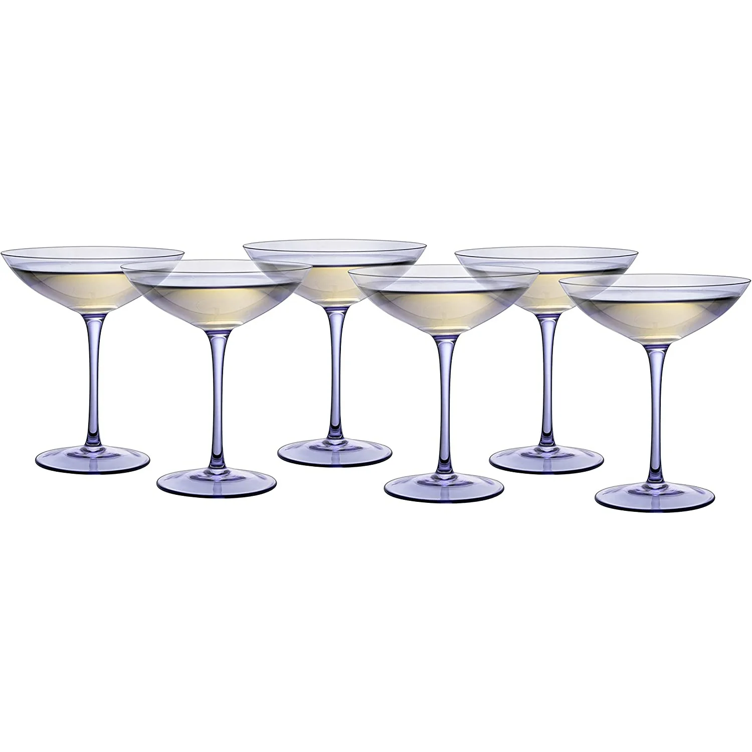 Lavender Champagne Coupes 12oz Set of 6 - Keen Glass Solutions