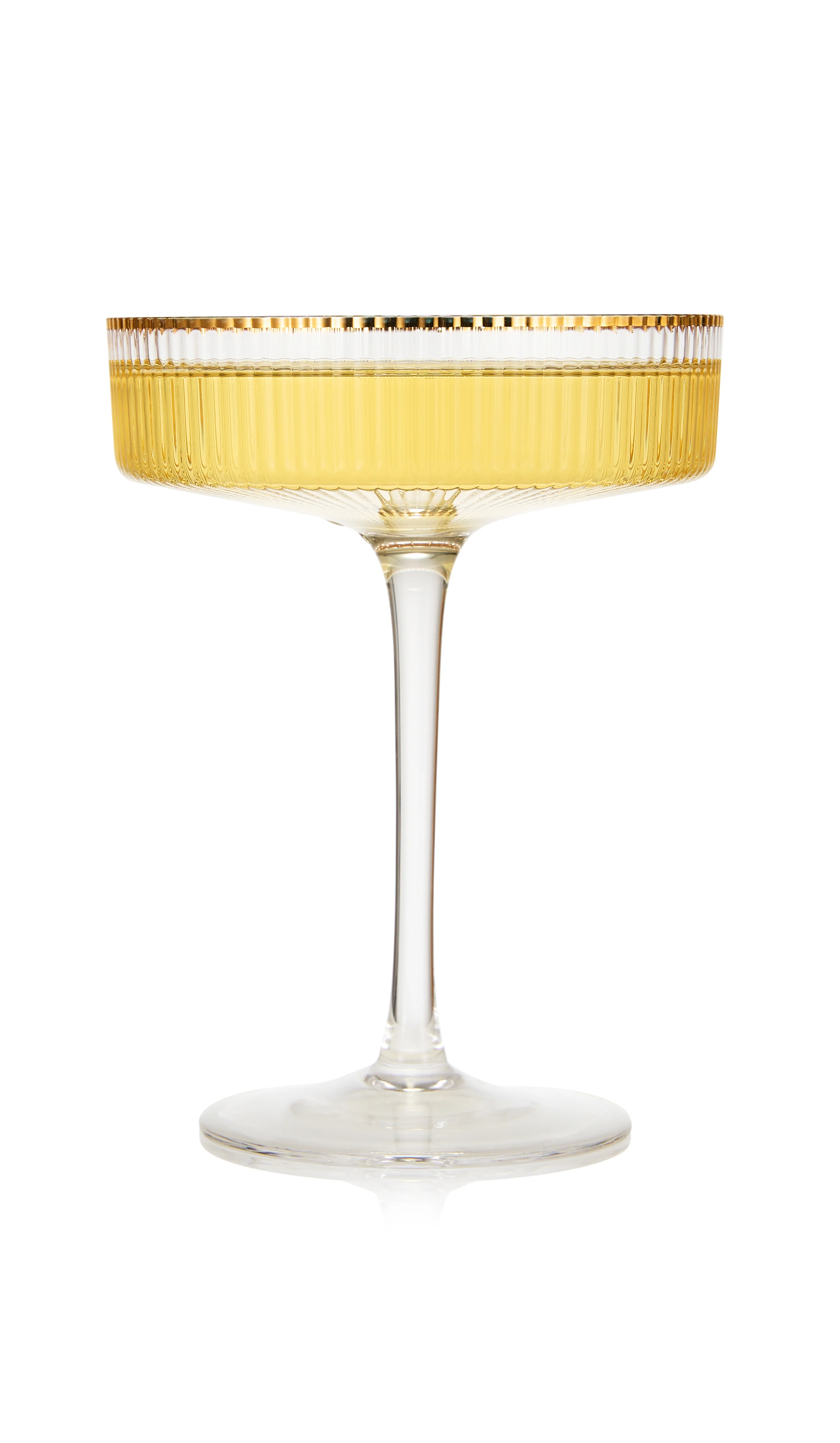 Ribbed Coupe Cocktail Glasses With Gold Rim 8 oz | Set of 2 - Keen Glass Solutions