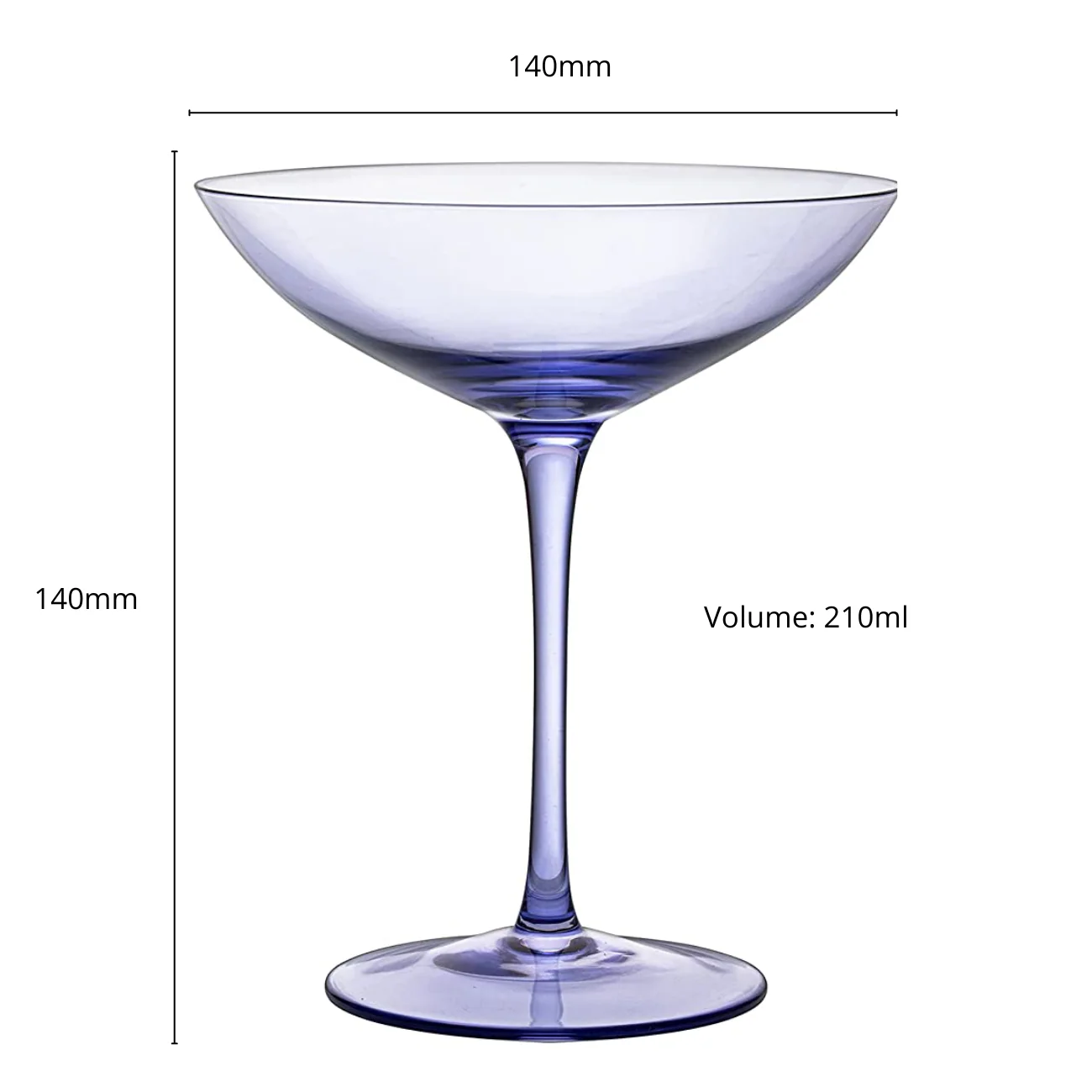 Lavender Champagne Coupes 12oz Set of 6 - Keen Glass Solutions