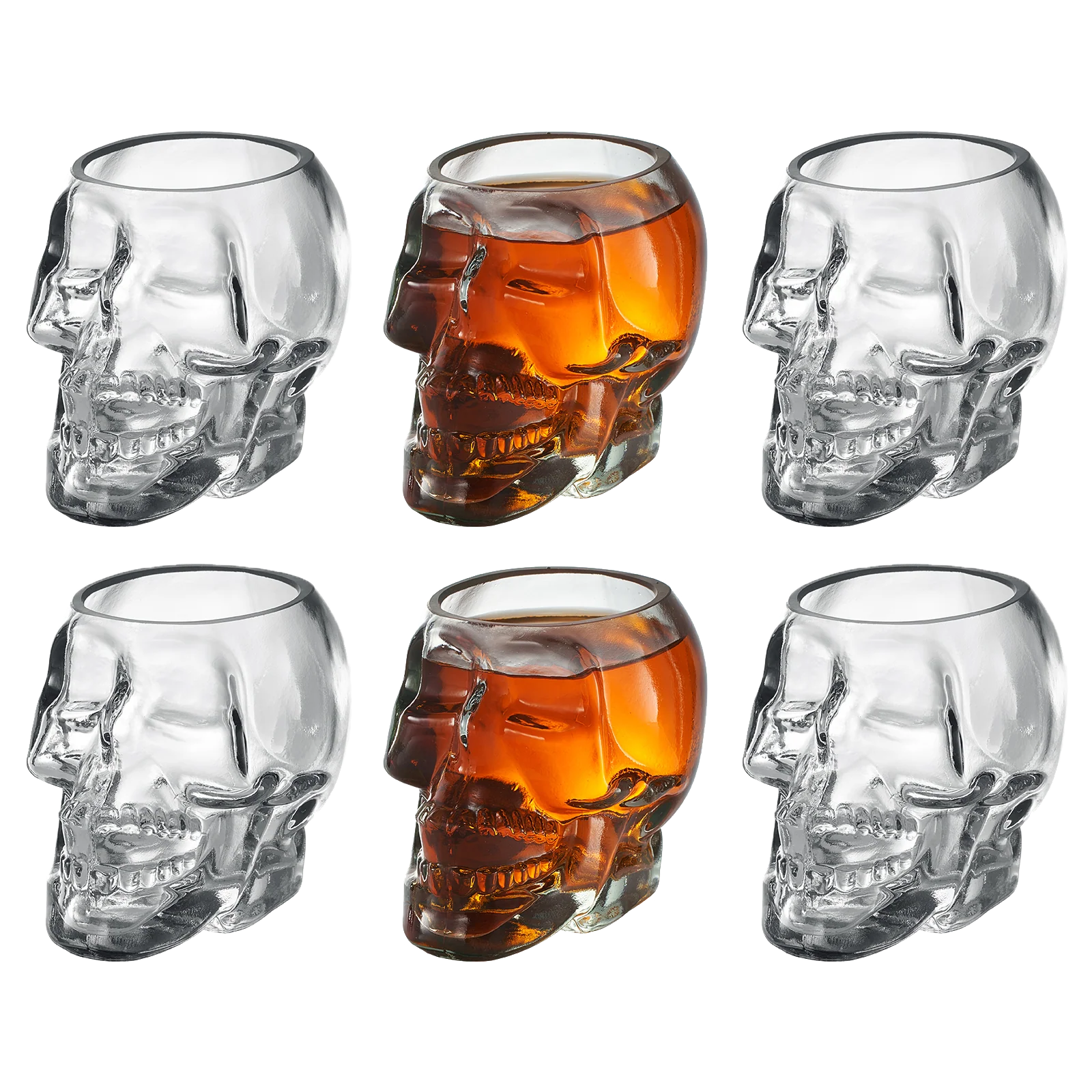Skull Shot Glasses Set of 6 - 3oz Skull Glasses 3