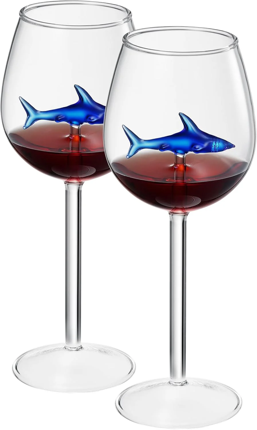 Shark-Inspired Wine Glasses Set of 2 – 13oz - Keen Glass Solutions