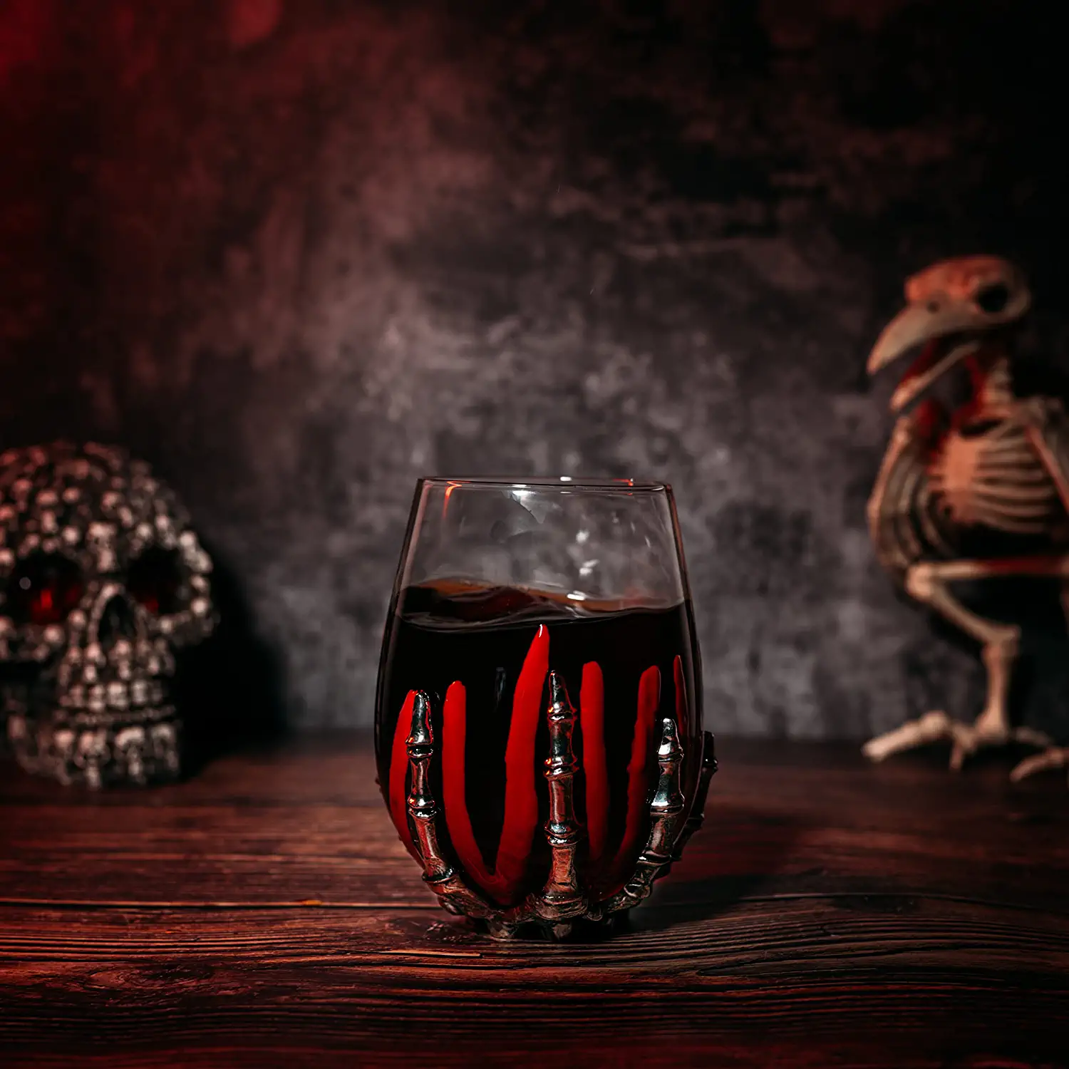 Skeleton Wine Glass, Bloody Hand Wine Skull Glass - 12oz - Keen Glass Solutions