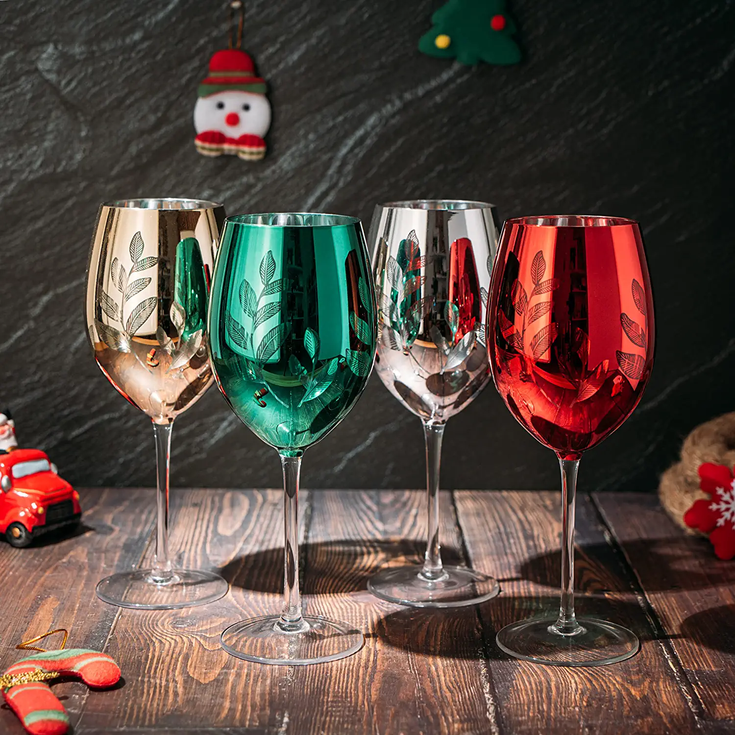 Multicolor 4-Piece Tree Stemless Wine & Water Glasses (Stemmed) - Keen Glass Solutions