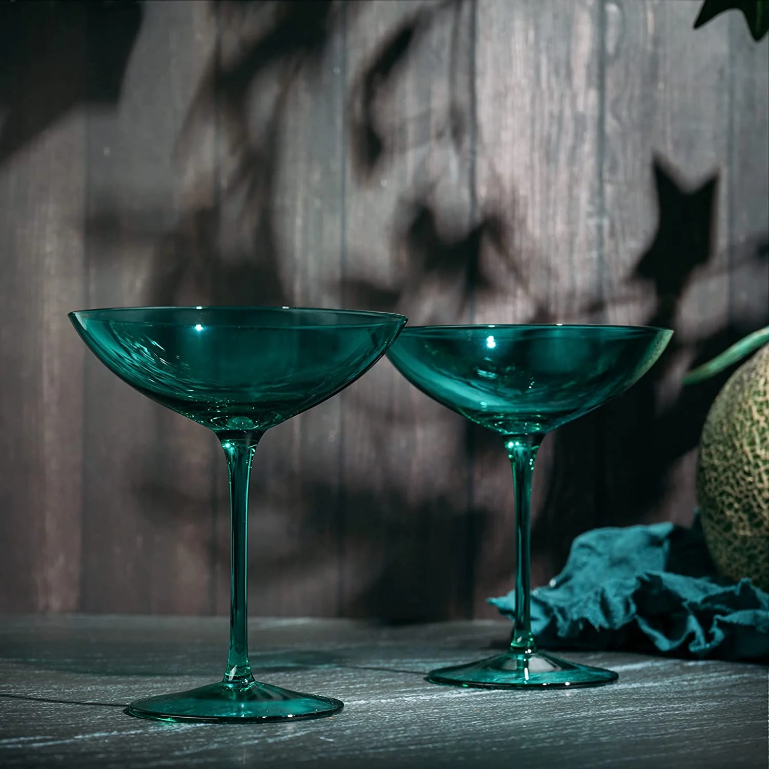 Champagne Coupes 12oz by The Wine Savant - (2, Teal) - Keen Glass Solutions