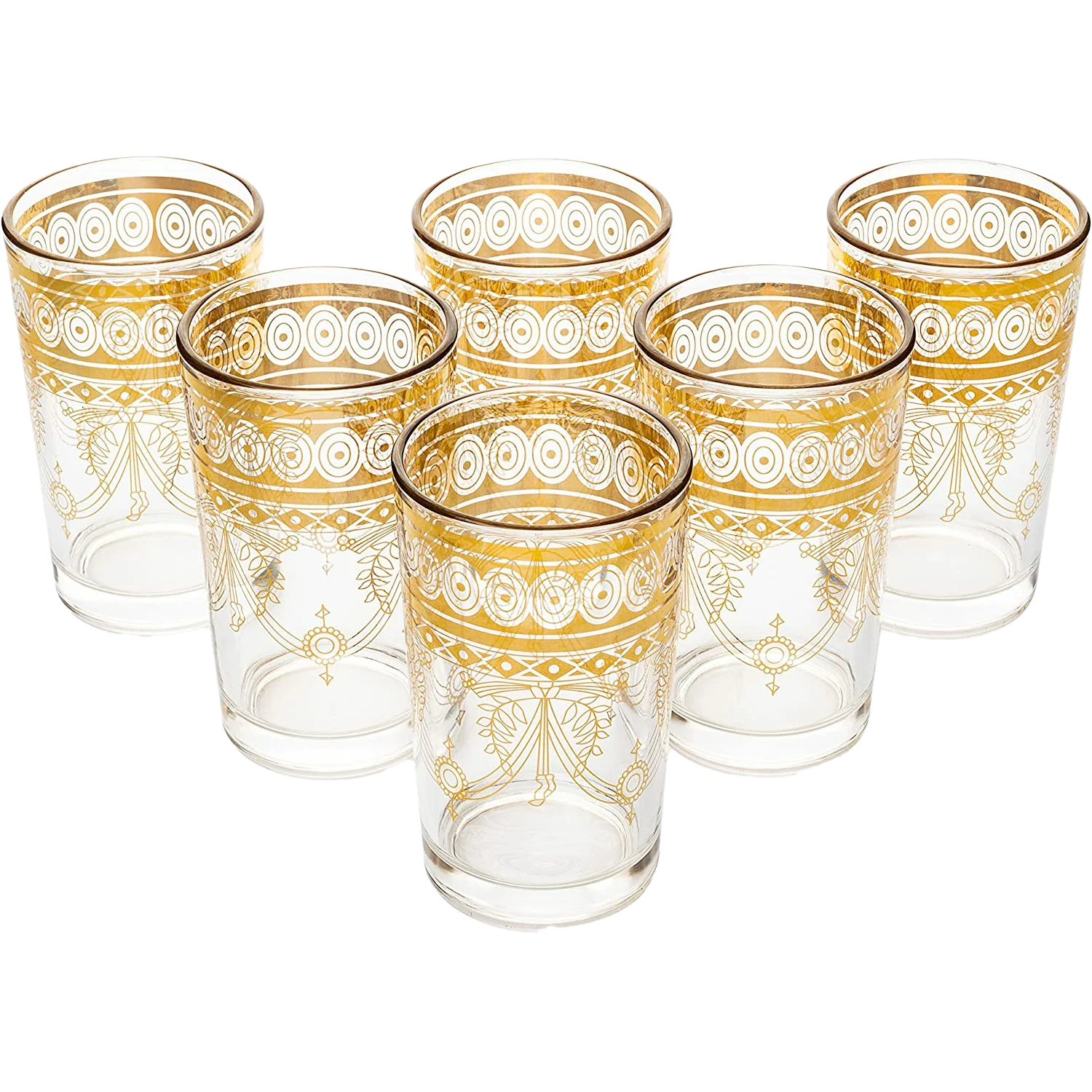 Gold Moroccan Glasses Artisan Hand-Made Multipurpose 220 ml - Keen Glass Solutions