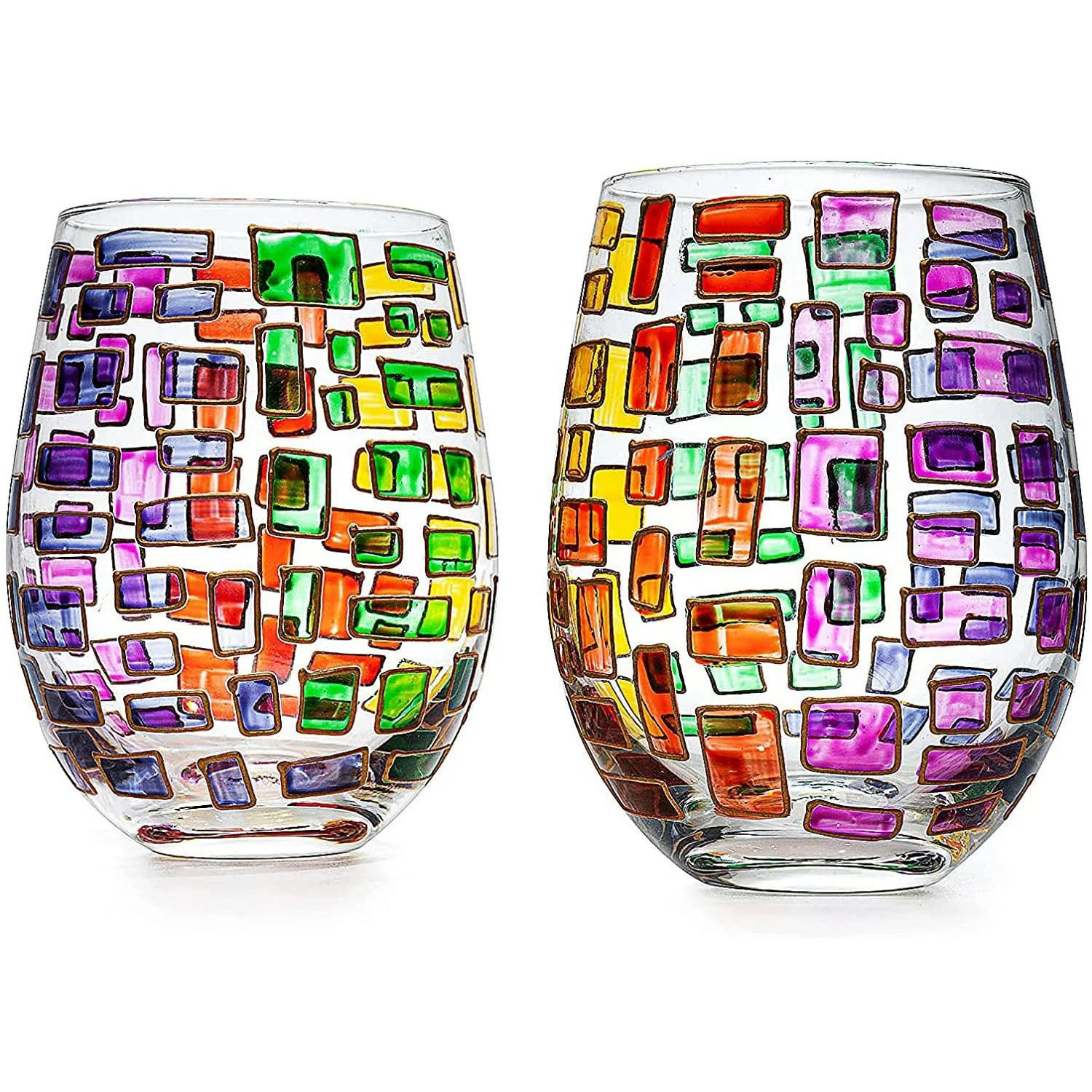 Renaissance Stained Glass Windows, (Stemless Wine Glasses) - Keen Glass Solutions