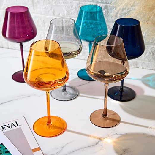 Jewel Colored Crystal Wine Glass Set of 6 - Large 20 oz (Jewel) - Keen Glass Solutions