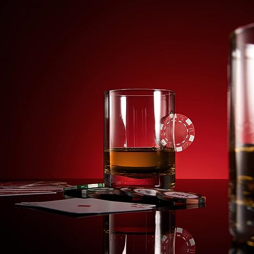 Poker Chip Whiskey & Wine Glasses | SINGLE (20 OZ) - Keen Glass Solutions