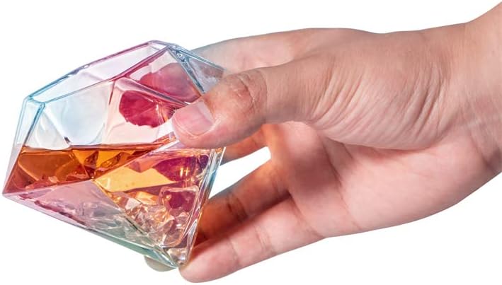 Set of 2 Iridescent Diamond Whiskey & Wine Glasses 10oz - Keen Glass Solutions