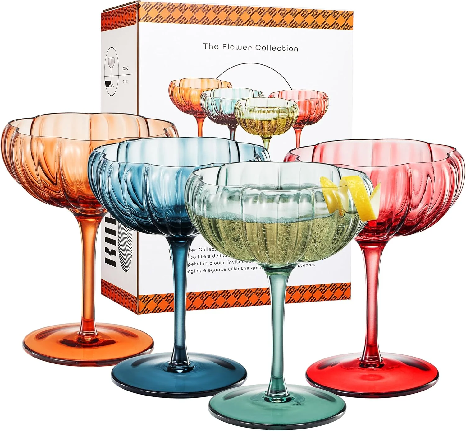 Khen Flower Modern Wavy Glass Coupes Martini - Keen Glass Solutions