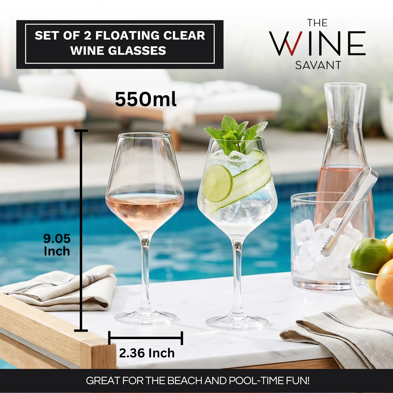 Unbreakable Stemmed Wine Glasses, Tritan Acrylic | Set of 2 (18oz) - Keen Glass Solutions