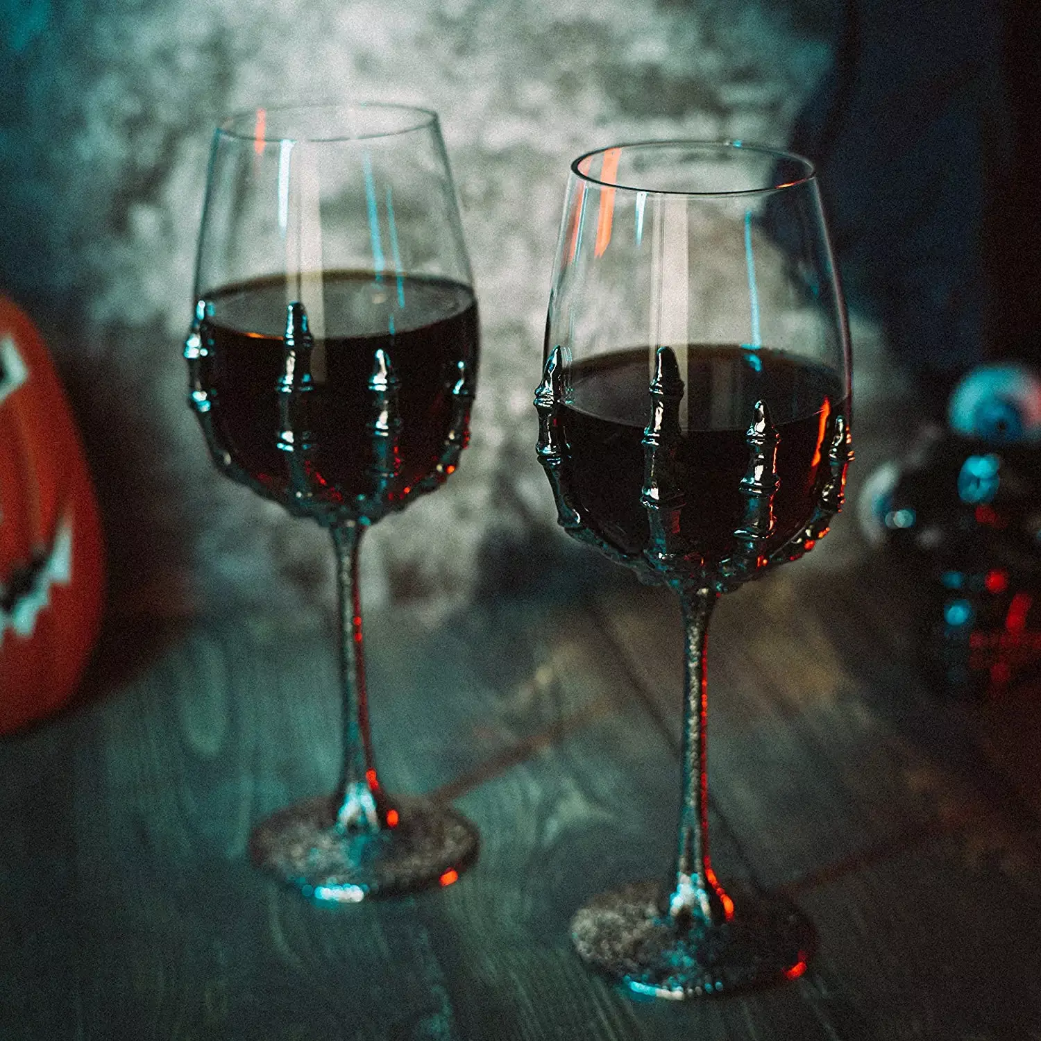 Stemmed Skeleton Wine Glasses Set of 2 - Keen Glass Solutions