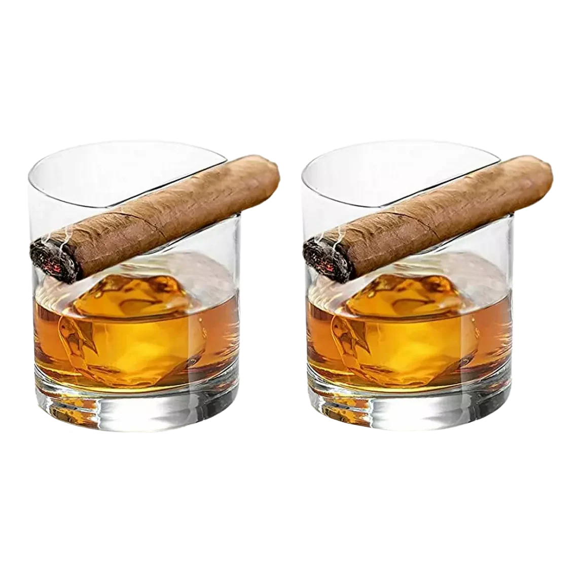 Cigar Holder Whiskey Glasses Set of 2 - Keen Glass Solutions