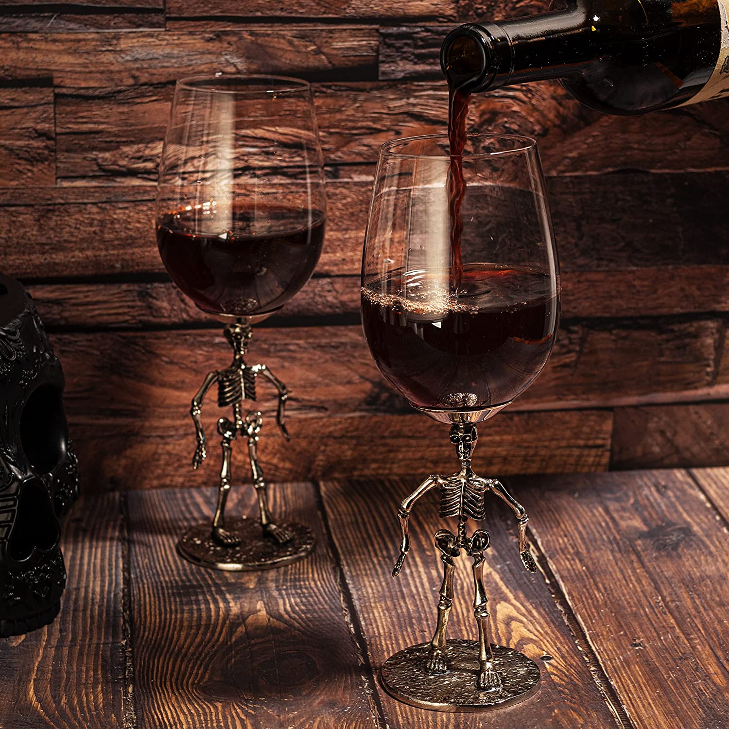 Stemmed Skeleton Wine Glass Set of 2 - Keen Glass Solutions