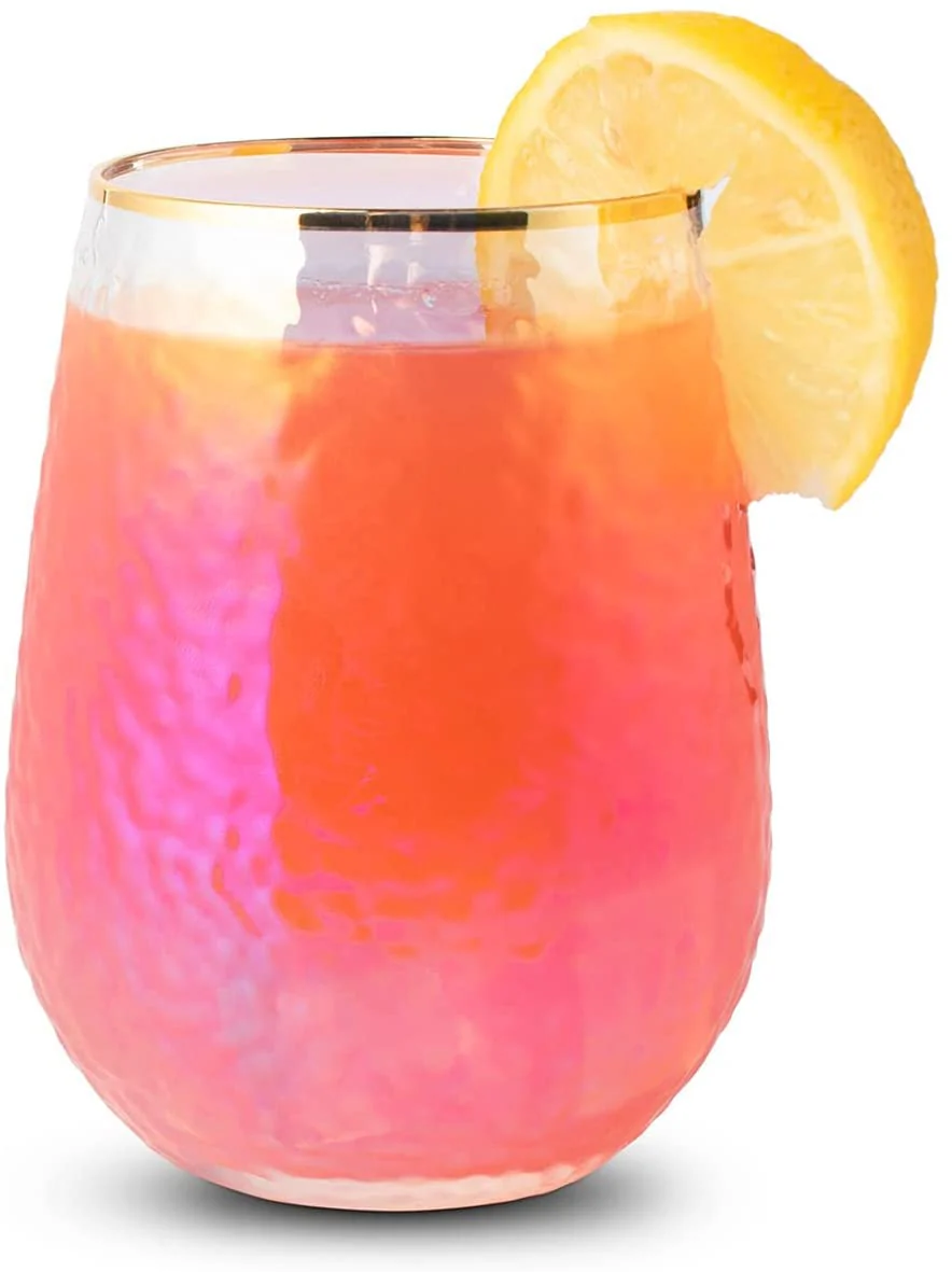 Festive Lustered Iridescent Stemless Wine - Set of 4 - Keen Glass Solutions