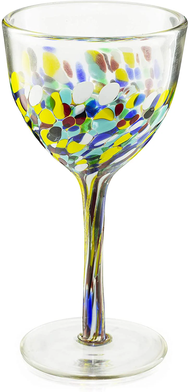 Mexican Wine Glasses Set of 6 - Confetti Wine Glasses - Keen Glass Solutions