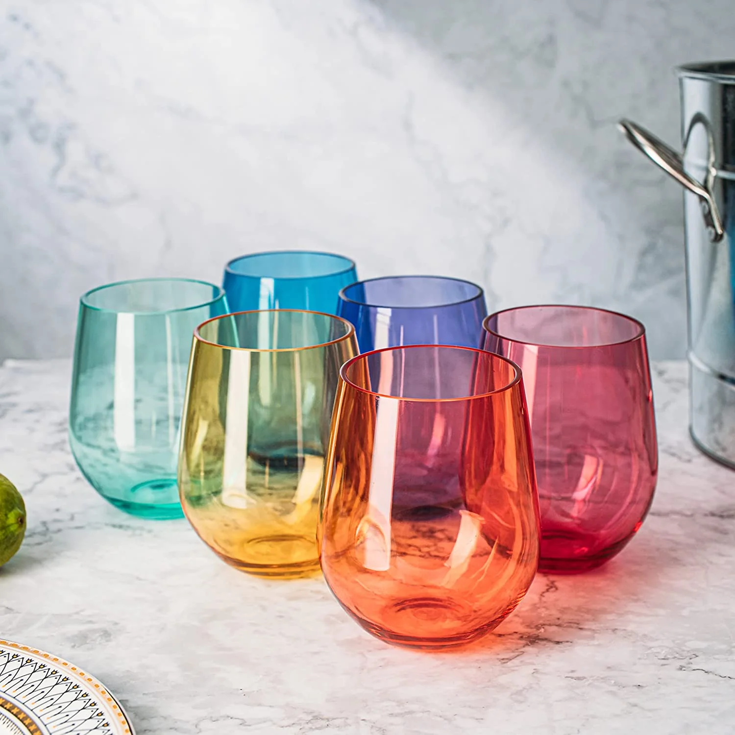 European Style Crystal, Stemless Wine Glasses, 15oz - Keen Glass Solutions