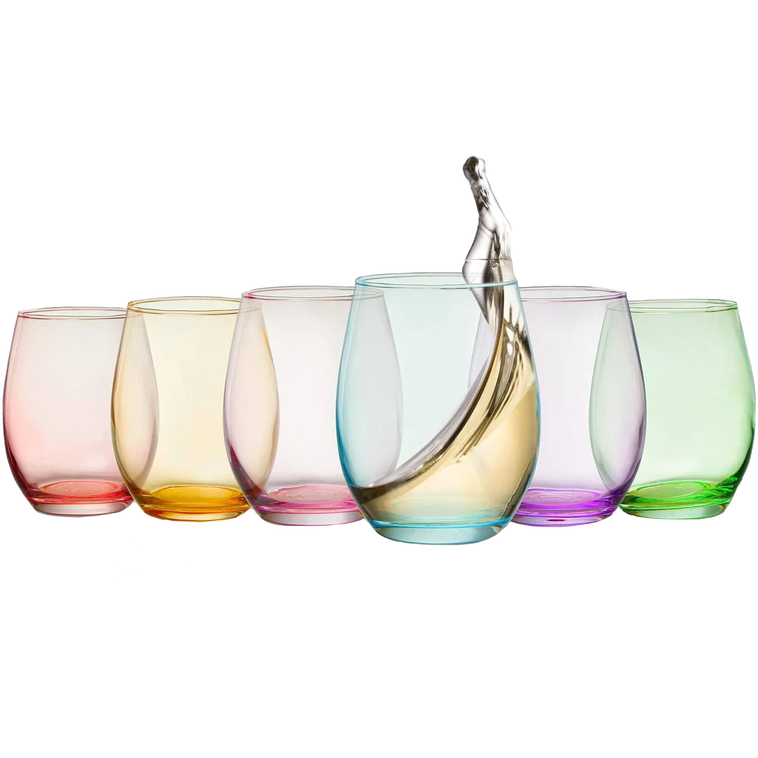 Colored Wine Glass Set, Large 12 oz Glasses Set of 6 - Keen Glass Solutions