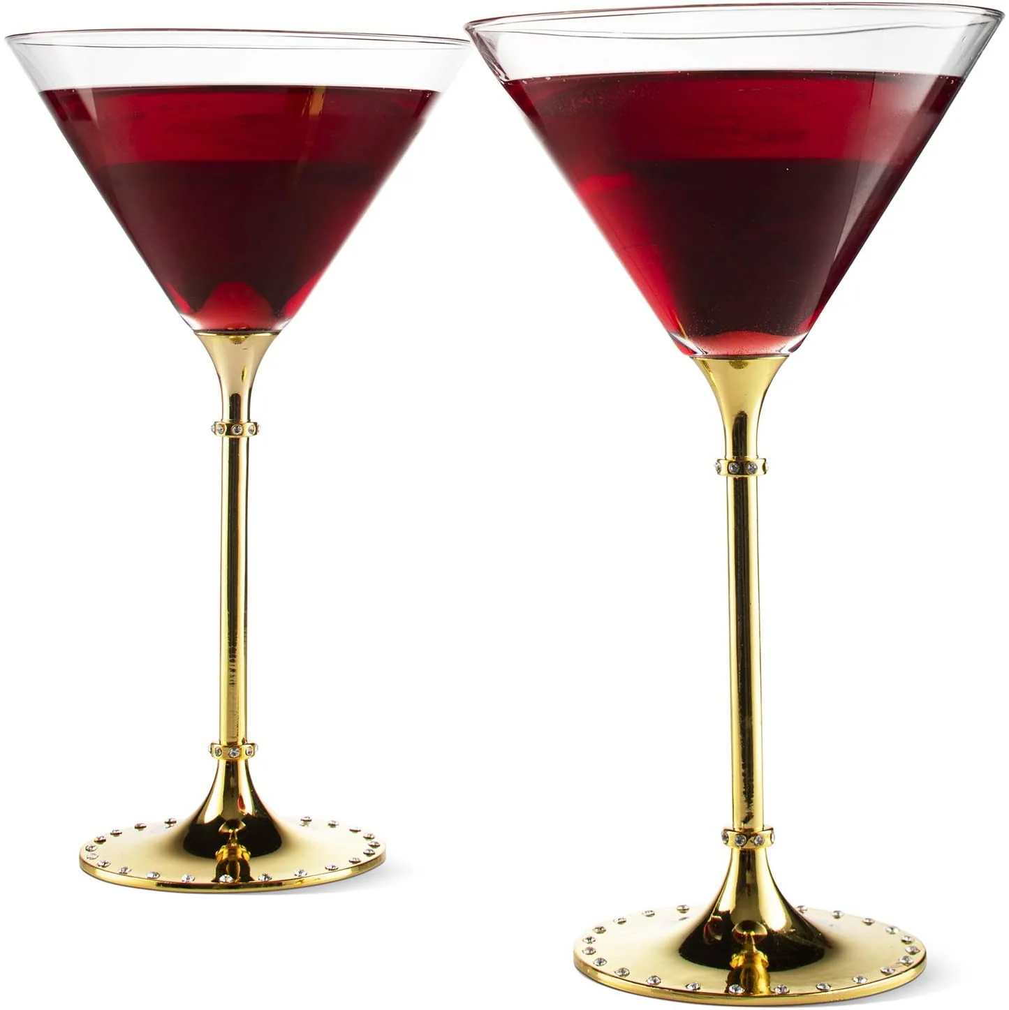 Gold Cocktail, Martini & Champagne Glasses Rhinestone DIAMOND - Keen Glass Solutions