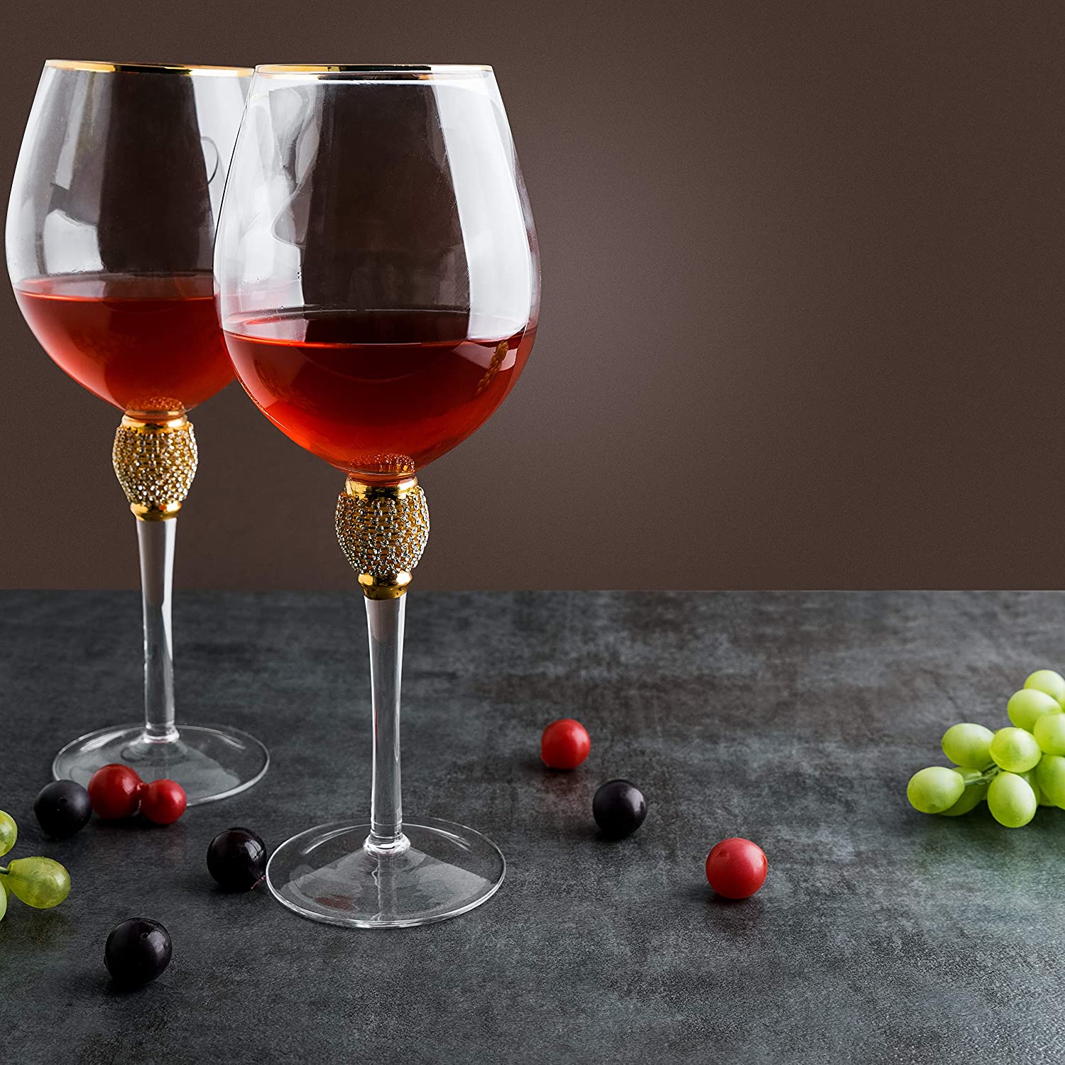 Large Diamond Wine Glasses - 15 Ounce (2, Clear) - Keen Glass Solutions