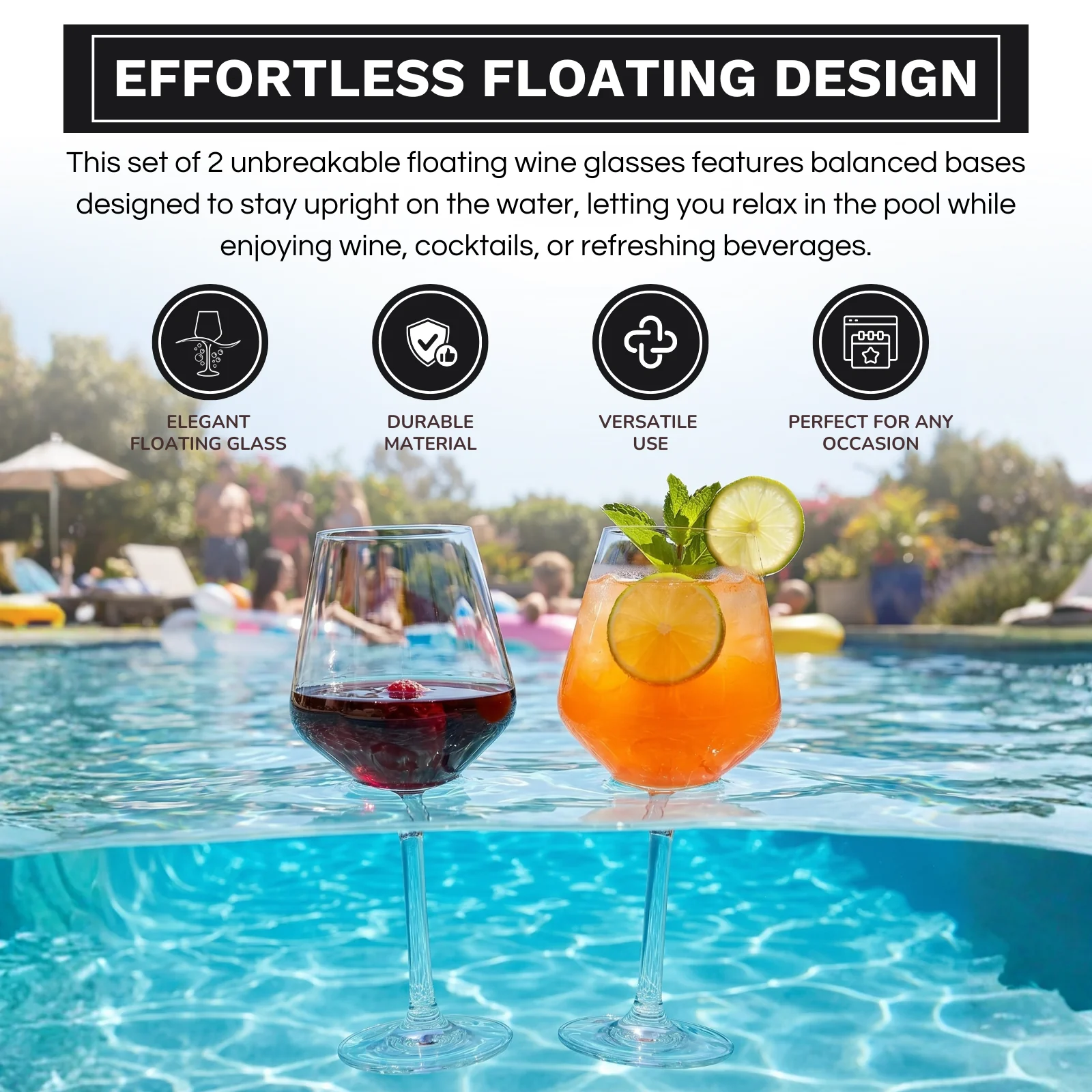Unbreakable Stemmed Wine Glasses, Tritan Acrylic | Set of 2 (18oz) - Keen Glass Solutions