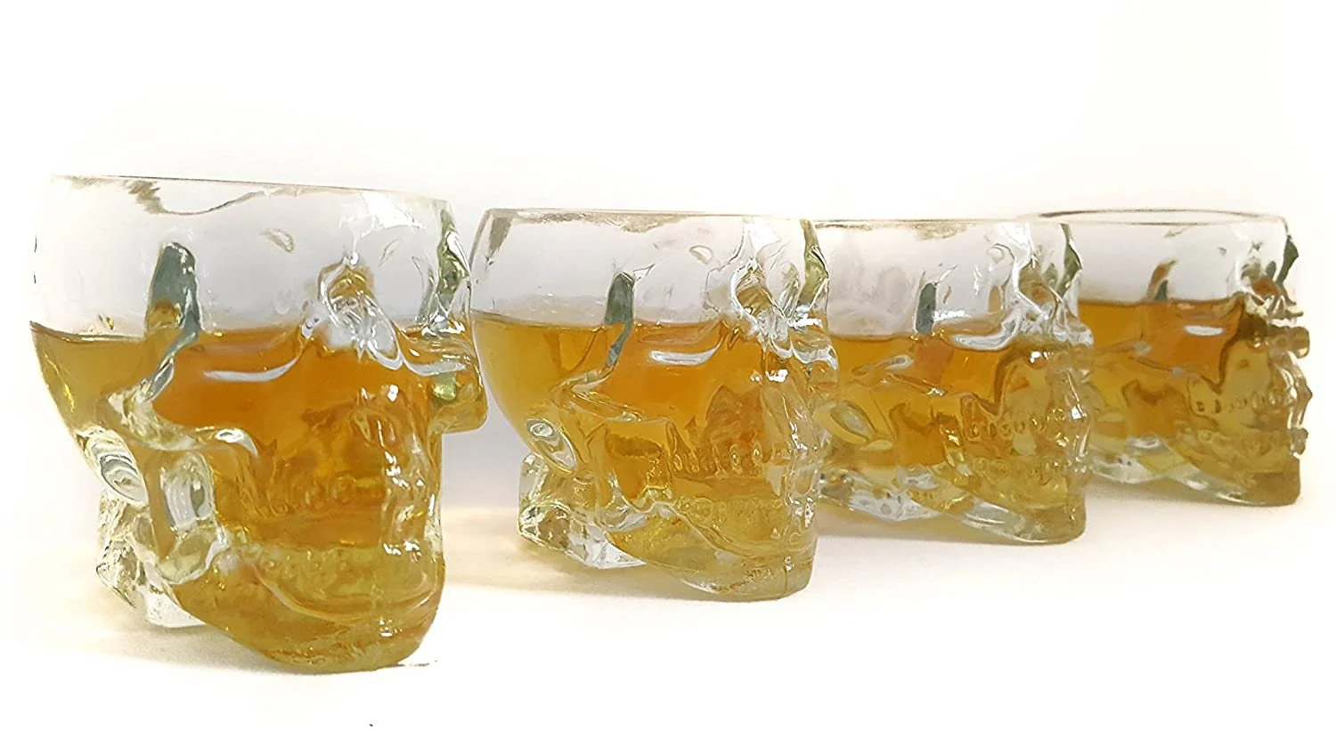 Monkey and Heroes Extra Large Skull Shot Glasses Set of 4 - Keen Glass Solutions